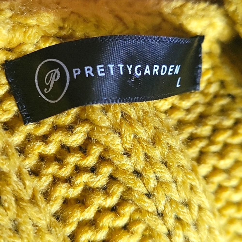 Women's Mustard Cable Knit Cardigan - Picture 6 of 6